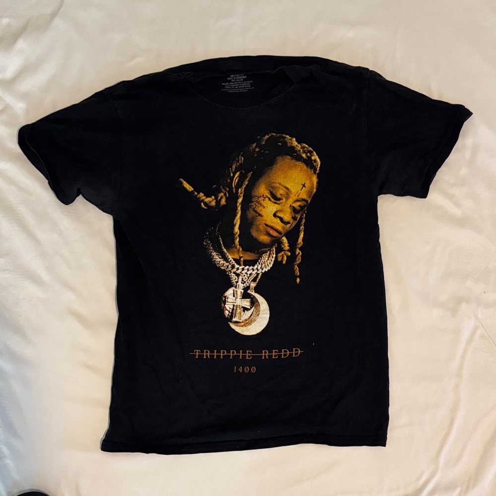 Black Graphic T-Shirt with Gold Print